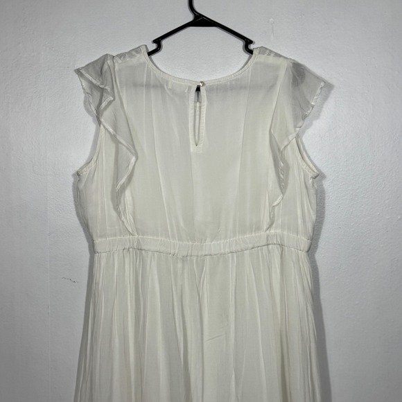 World Market Cottagecore White Maxi Dress Sz L/XL Flutter Sleeve Boho Fairycore - Picture 11 of 16